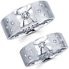 14K Checker Pattern Round Diamond Matching Wedding Bands