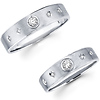Round Diamond Bezel Set Contemporary Matching Wedding Bands