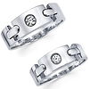 14K White Gold Unique Designer Buckle Wedding Band Set