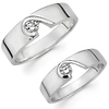 14K White Gold Unique Modern Design Wedding Band Set