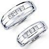 14K White Gold Princess Diamond Channel Matching Wedding Bands