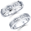 14K Satin & Polish Princess Diamond Matching Wedding Bands