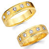14K Yellow Gold Round Bezel Set Diamond Wedding Bands