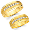 14K Yellow Gold Channel Set Diamond His and Hers Wedding Band