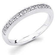 14K White Gold Milgrain Pave Set Diamond Wedding Band (0.15 ctw)