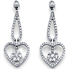 14K Diamond Heart Dangle Earrings .56ctw