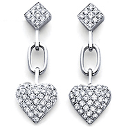 18K Dangle Heart Earrings .55ctw