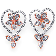 14K Two Tone Diamond Earrings .69ctw