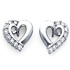 14K White Gold Heart Diamond Earrings .41ctw
