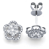 18K Flower Diamond Earrings .50ctw