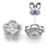 18K Flower Diamond Earrings .50ctw