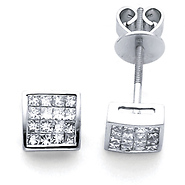 14K Square Diamond Stud Earrings .65ctw