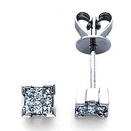 14K Mini-Square Diamond Earrings .32ctw