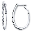 14K Oval Hoop Diamond Earrings .55ctw