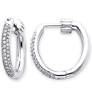 Three Row Pave 0.57ctw Diamond Small Hoop Earrings