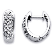 Diamond Huggie Style Hoop Earrings .20ctw