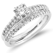 14K White Gold Round Cut Wedding Ring Set (0.73 ctw)