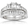 3 Stone Emerald Cut Engagement Ring Set (2.00 ctw)