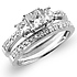 14K 3 Stone Princess Engagement Ring Set (1.17 ctw)
