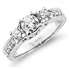 14K 3 Stone Round Diamond Engagement Ring (0.85 ctw)