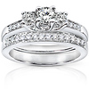 14K White Gold 3 Stone Wedding Ring Set (1.17 ctw)