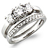 3 Stone 14K Round Cut Engagement Ring Set (0.85 ctw)