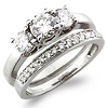 3 Stone 14K Round Cut Engagement Ring Set (0.85 ctw)