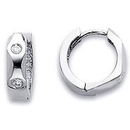 14K Huggie Style Diamond Earrings .19ctw