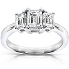 3 Stone 14K Emerald Cut Engagement Ring (1.00 ctw)