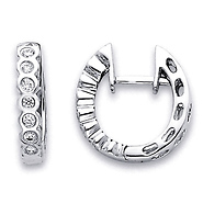 14K Huggie Style Bezel Set Diamond Earrings .15ctw