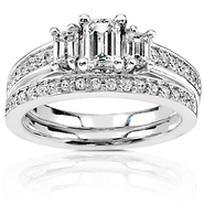14K White Gold Emerald Cut Engagement Ring Set (1.00 ctw)