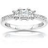 Princess Cut 14K 3 Stone Engagement Ring (1.05 ctw)