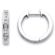 14K Diamond Bezel Set Hoops .33ctw