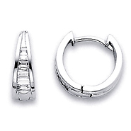 14K Baguette Diamond Hoop Earrings .22ctw