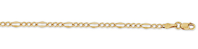 3mm 14K Gold Stamped Figaro Chain