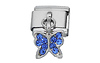 Dangle Butterfly Dark Blue CZ Italian Charm