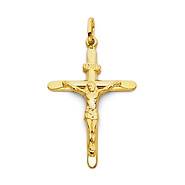 Slender Tapered Medium 14K Yellow Gold Italian Crucifix