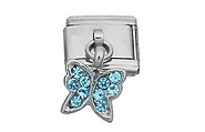 Dangle Butterfly Blue CZ Italian Charm
