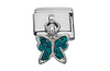 Dangle Butterfly Teal CZ Italian Charm