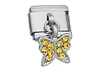 Dangle Butterfly Yellow CZ Italian Charm