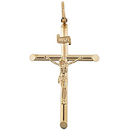 Extra Large Classic 14K Yellow Gold Italian Crucifix Pendant