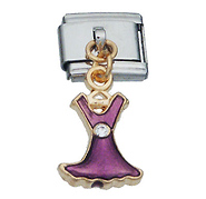 Dangle Purple Dress CZ Italian Charm