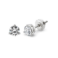 14K 3 Prong Round Solitaire Diamond Stud Earrings 0.75ctw