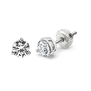 14K 3 Prong Round Solitaire Diamond Stud Earrings 1.00ctw