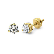 14K 3 Prong Round Solitaire Diamond Stud Earrings 0.75ctw