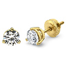 14K 3 Prong Round Solitaire Diamond Stud Earrings 2.00ctw