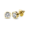 14K Bezel Set Round Solitaire Diamond Stud Earrings 1.25ctw