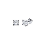 14K 4 Prong Princess Solitaire Diamond Stud Earrings 0.20ctw