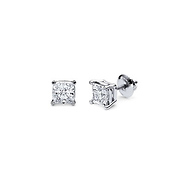 14K 4 Prong Princess Solitaire Diamond Stud Earrings 0.25ctw