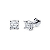 14K 4 Prong Princess Solitaire Diamond Stud Earrings 0.75ctw